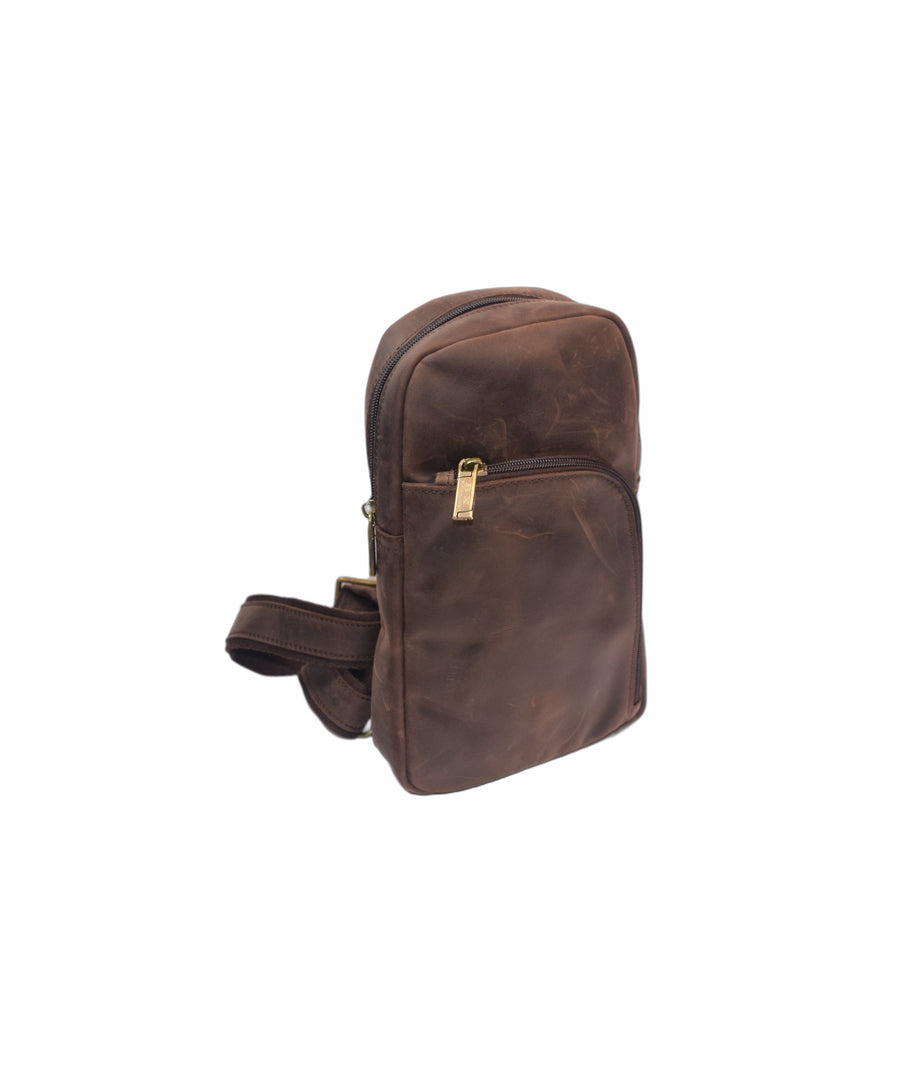 BX Signature Series Crossbody Bag [Crazy Horse Leather] - Dark Brown