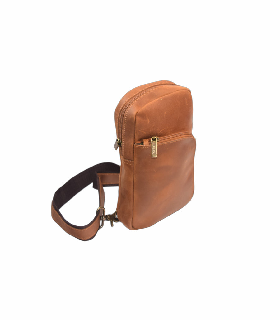 BX Signature Series Crossbody Bag [Crazy Horse Leather] - Camel