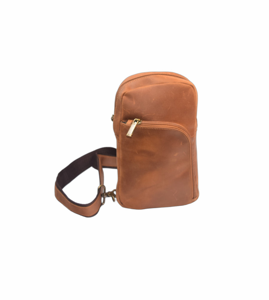 BX Signature Series Crossbody Bag [Crazy Horse Leather] - Camel