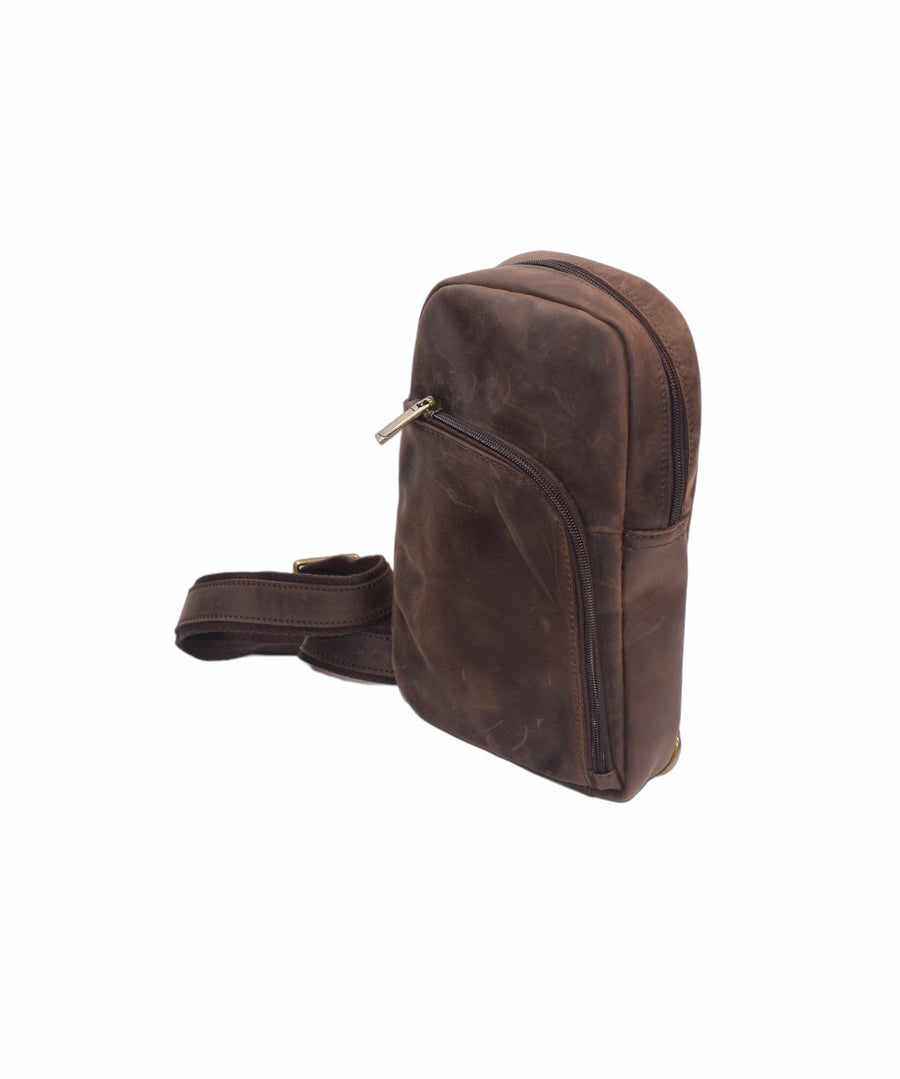 BX Signature Series Crossbody Bag [Crazy Horse Leather] - Dark Brown
